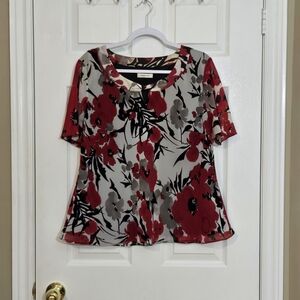 Windsmoor Lined Women's Top ~ Red, Black and Gray ~ Size 14 (tags removed) ~ EUC